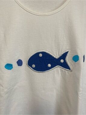 Liz & Jane Top 1X Vintage Art To Wear Nautical Ocean Beach Teacher Whimsy Quirky